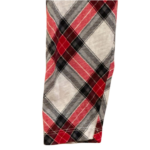 LOFT Women's Red Black Diamond Plaid Stretch Mock Neck Top Lightweight Small - Picture 6 of 10